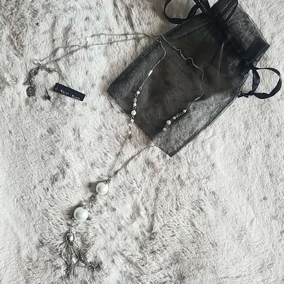 NWT WHBM Long Pearl Tassel Necklace - Picture 1 of 6